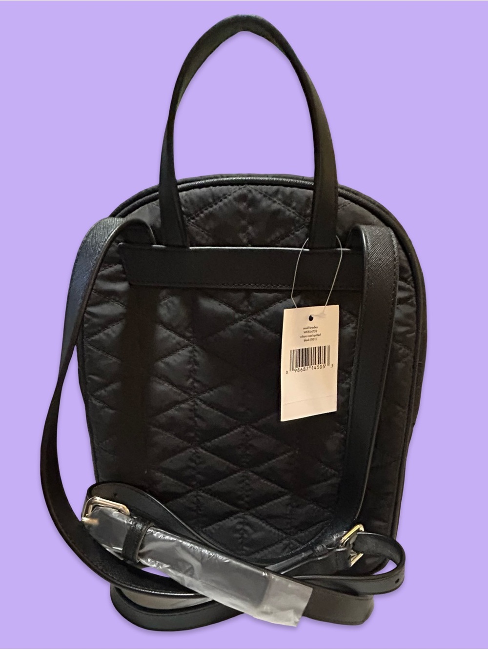 NWT KATE SPADE QUILTED BACKPACK,DIAMOND PATTERN, w/GOLD TONE HARDWARE.ADJUSTABLE - Picture 13 of 16